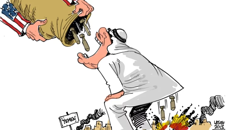 20150814_Latuff-US-giving-wrapons-to-Saudi-to-bomb-Yemen